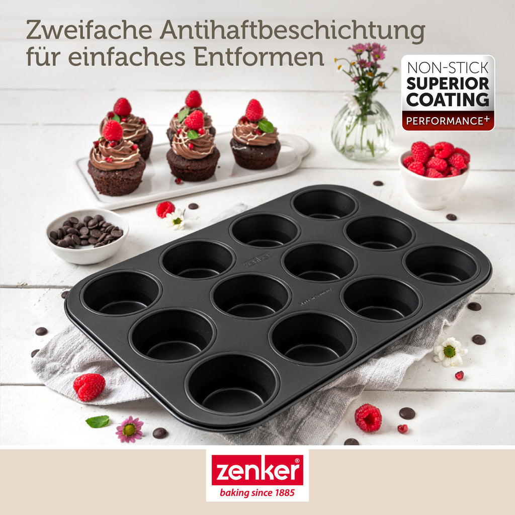Oversikt over Muffinsform 12 kopper non-stick stål PFAS-fri Zenker