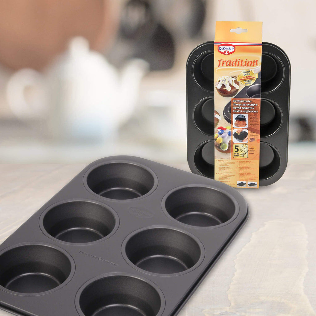 Muffinsform 6 kopper non-stick Tradition bakside