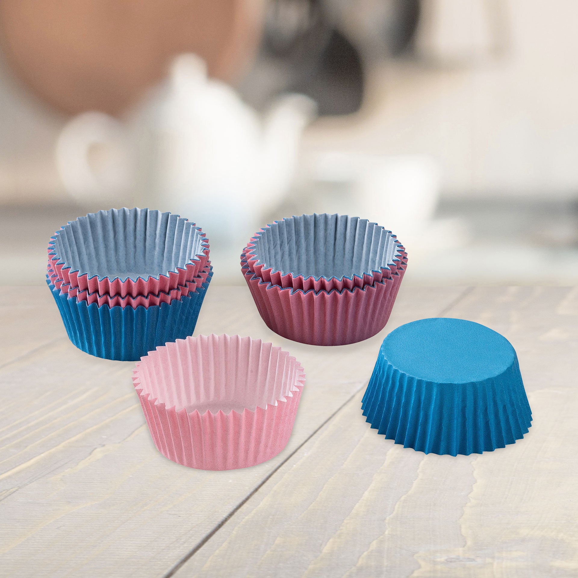 Muffinsformer papir 50 stk rosa og blå detalj