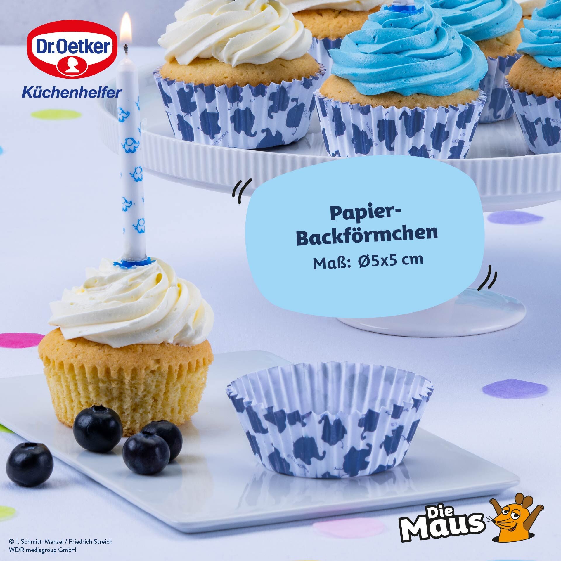 Muffinsformer papir elefant Ø5 cm 50 stk Dr. Oetker detalj