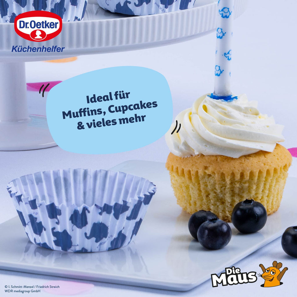 Muffinsformer papir elefant Ø5 cm 50 stk Dr. Oetker nærbilde elefantmønster
