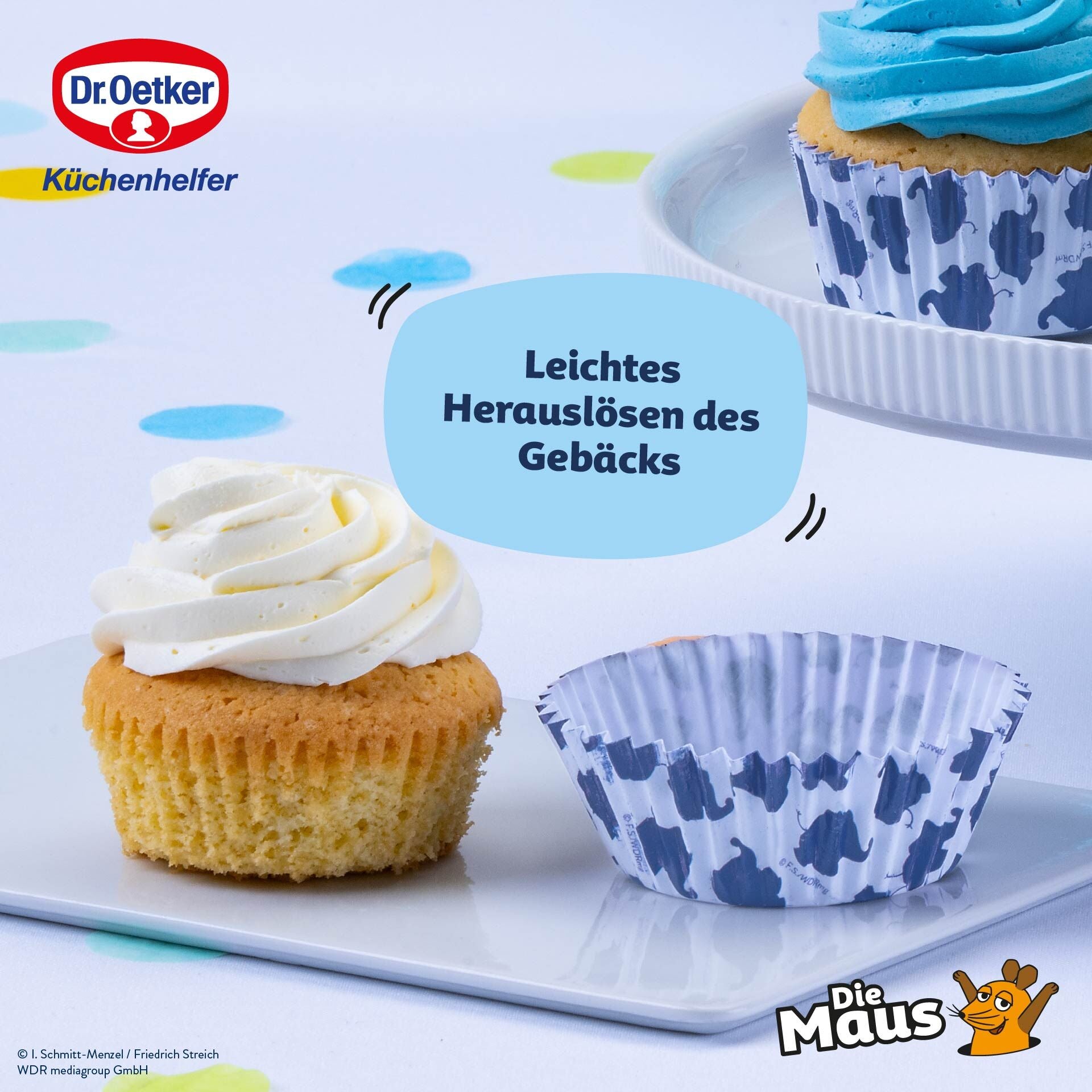 Muffinsformer papir elefant Ø5 cm 50 stk Dr. Oetker på bakebrett
