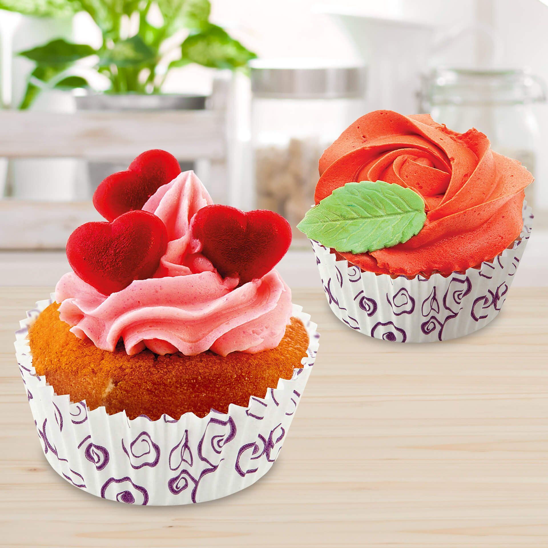 Muffinsformer papir Fleur Ø5 cm 50 stk blomstermønster detalj av mønsteret