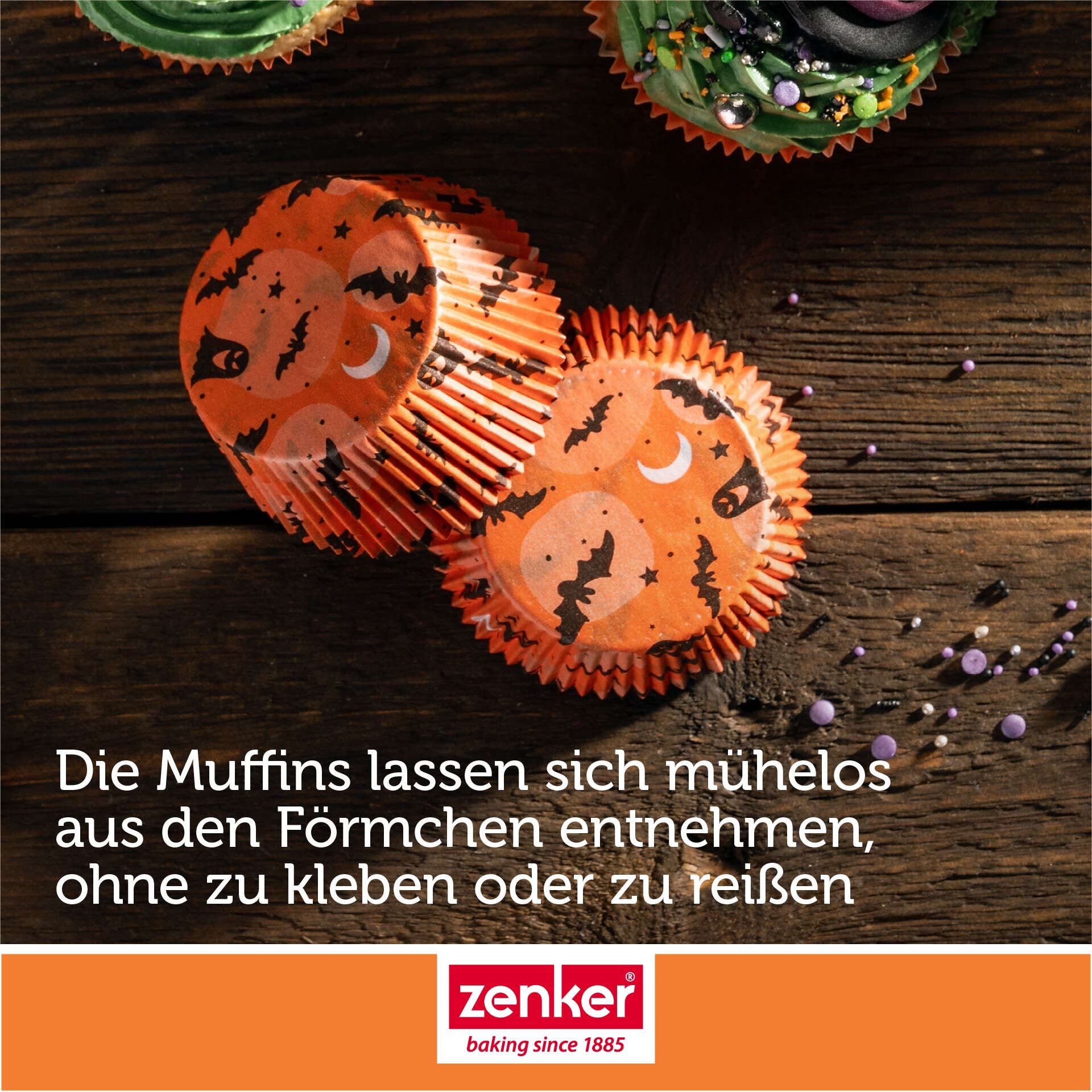Muffinsformer papir halloween 50 stk - Zenker på bakebrett