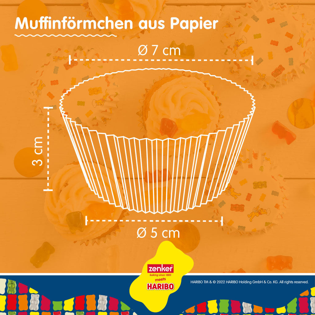 Muffinsformer papir HARIBO Gullbjørn 50 stk i bruk