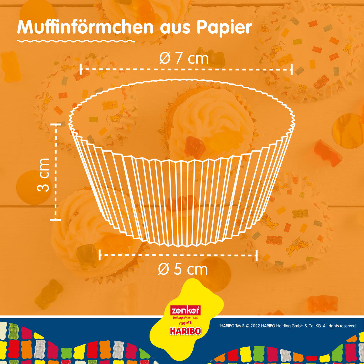 Muffinsformer papir HARIBO Gullbjørn 50 stk i bruk