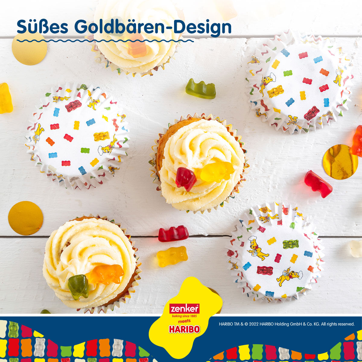 Muffinsformer papir HARIBO Gullbjørn 50 stk stablet