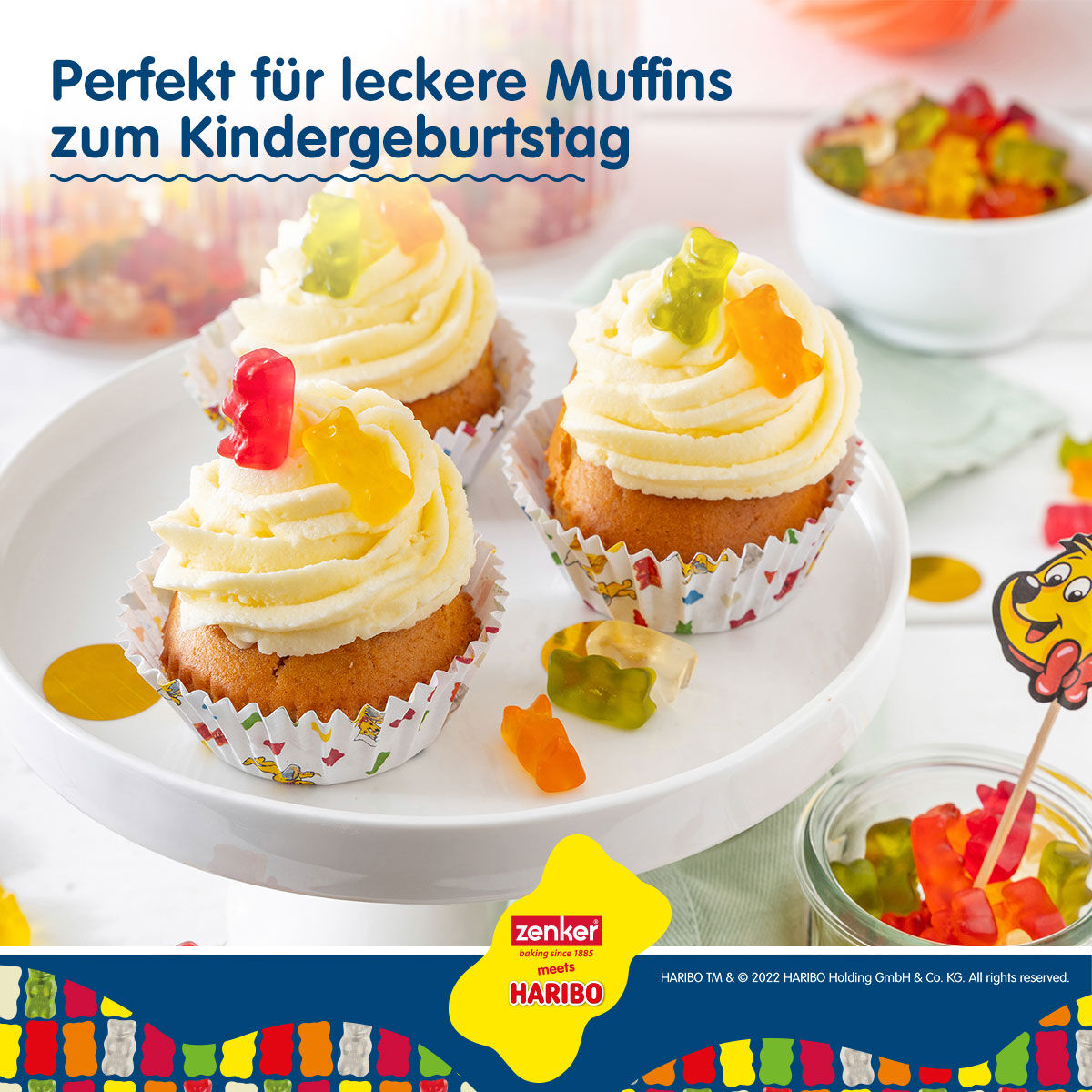 Muffinsformer papir HARIBO Gullbjørn 50 stk detalj