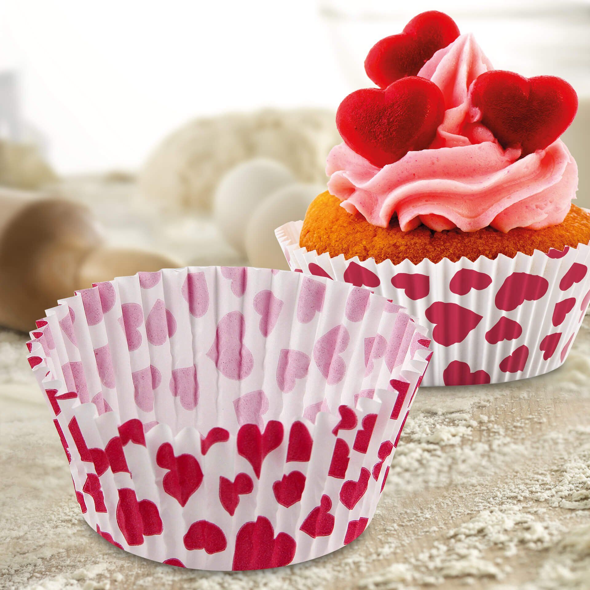 Muffinsformer papir Heart Ø5 cm 50 stk hjertemønster - Zenker bakside