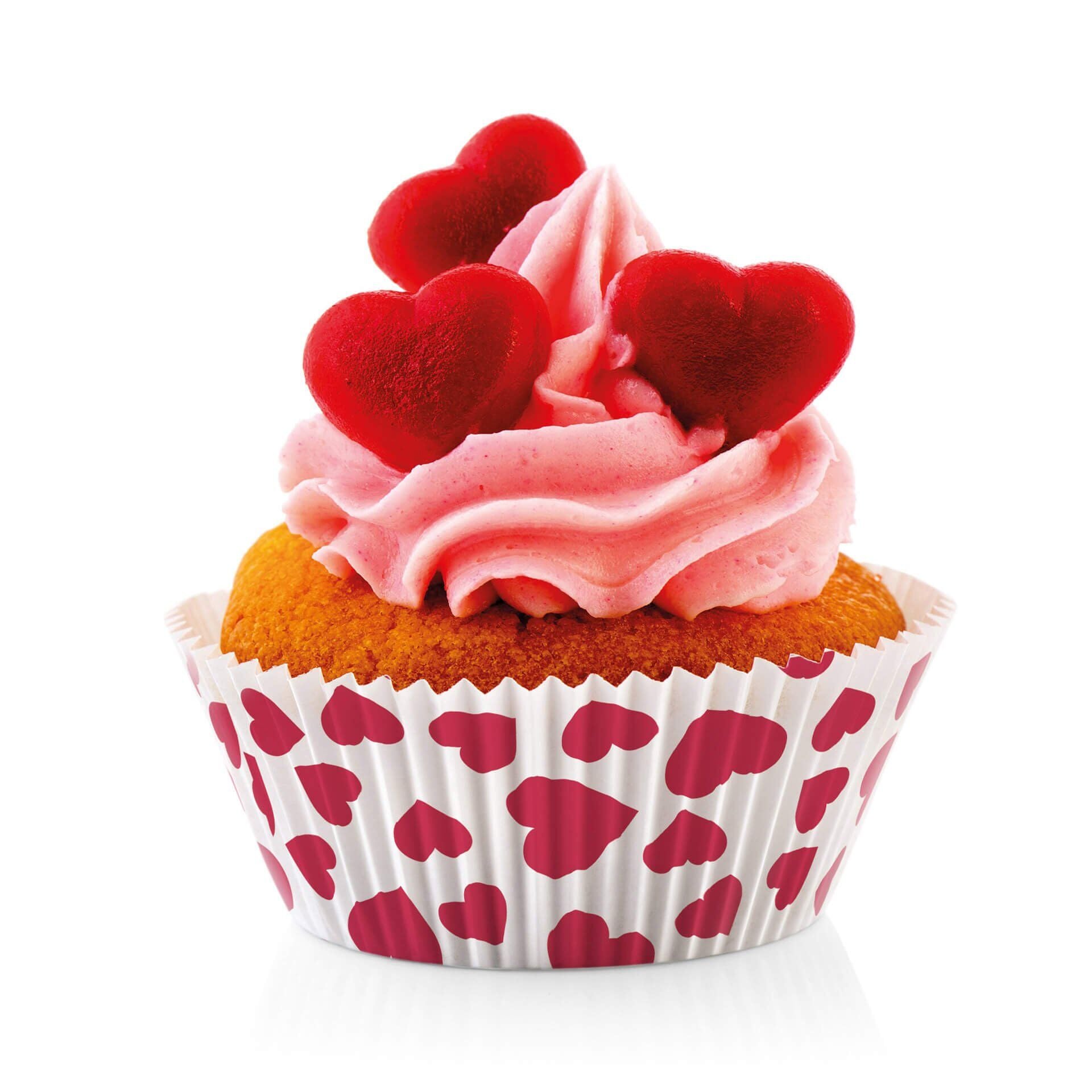 Detaljbilde av muffinsformer papir Heart Ø5 cm 50 stk hjertemønster - Zenker