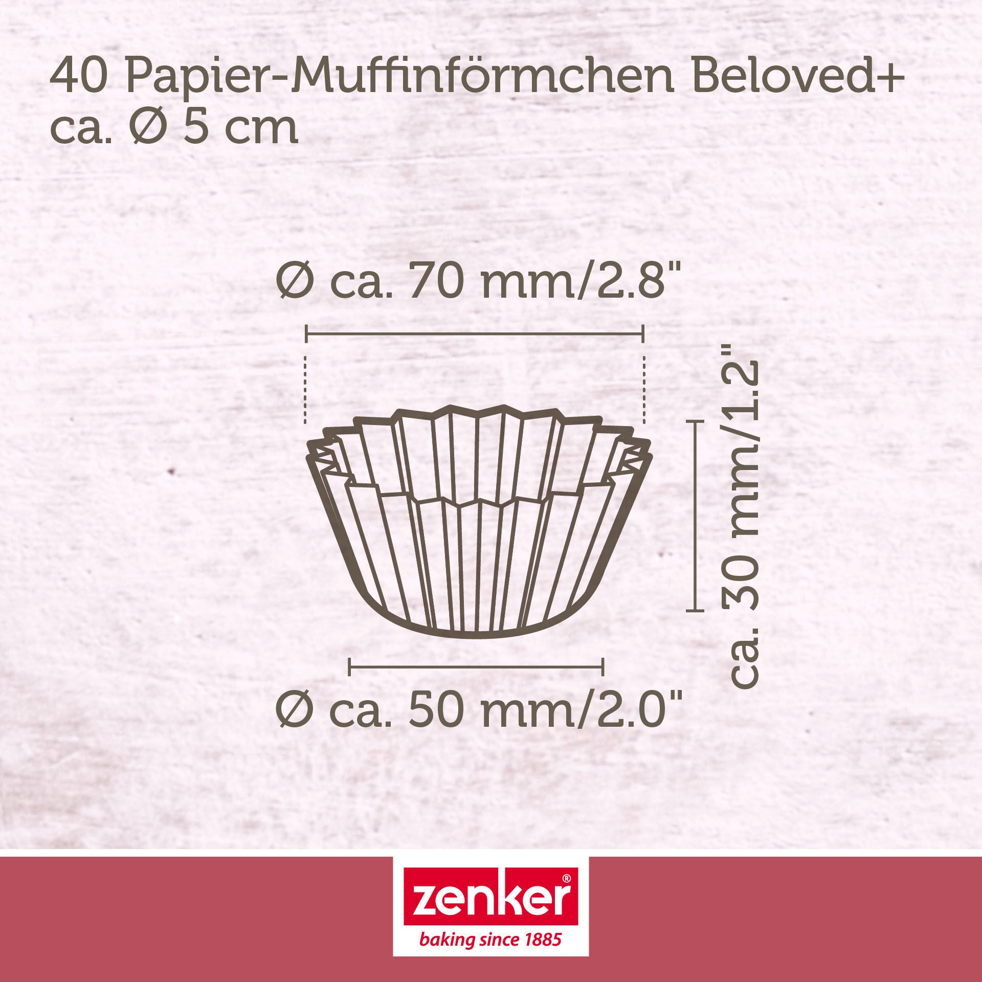 Muffinsformer papir hjerteform 40 stk Ø7 cm - Zenker montert i brett