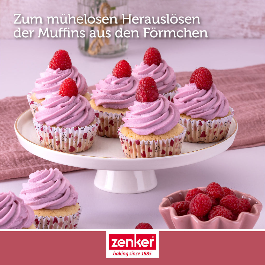 Pakke med Muffinsformer papir hjerteform 40 stk Ø7 cm - Zenker