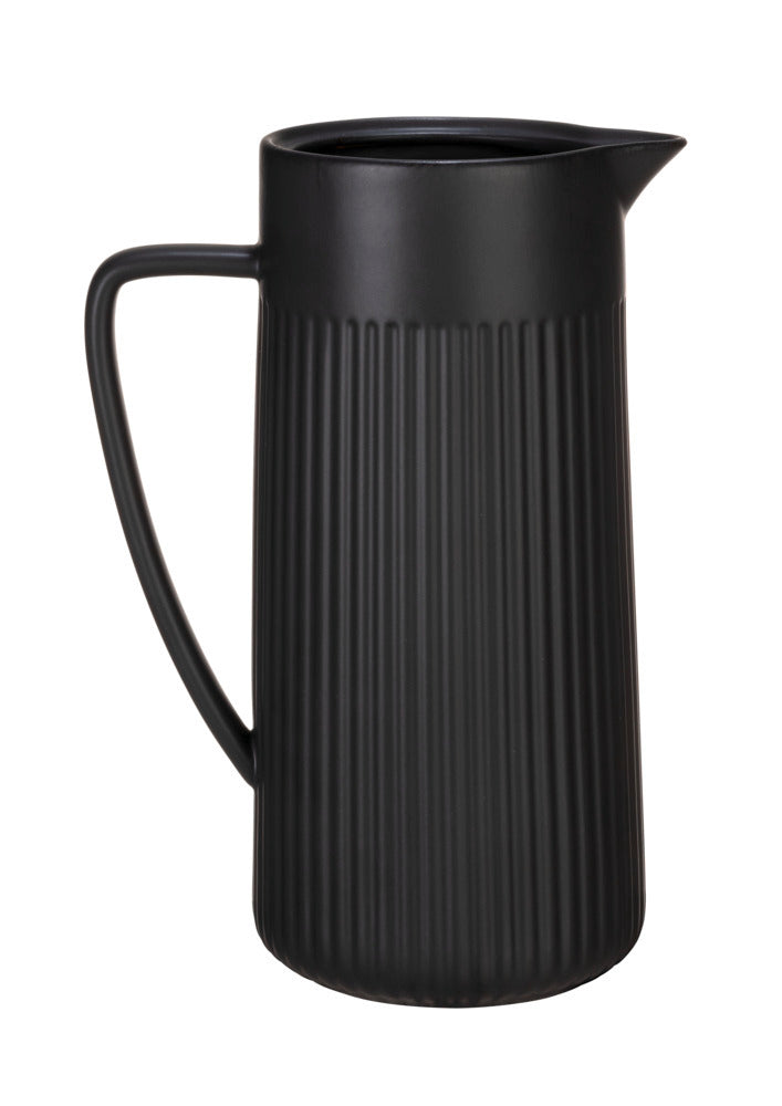 Mugge keramikk 1,25 L svart med rilledesign bakside