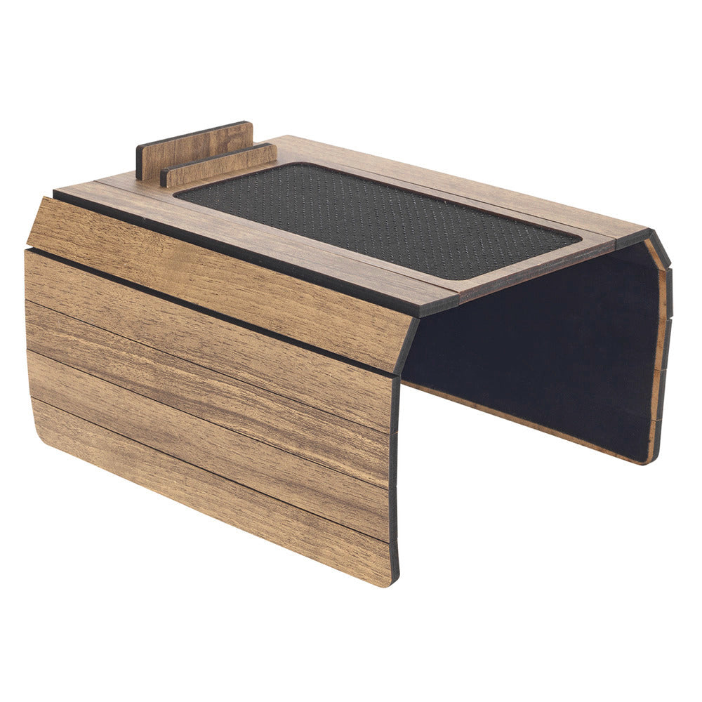 Detalj av mobilholder på Multifunksjons sofabrett med mobil- og nettbrettholder MDF brun