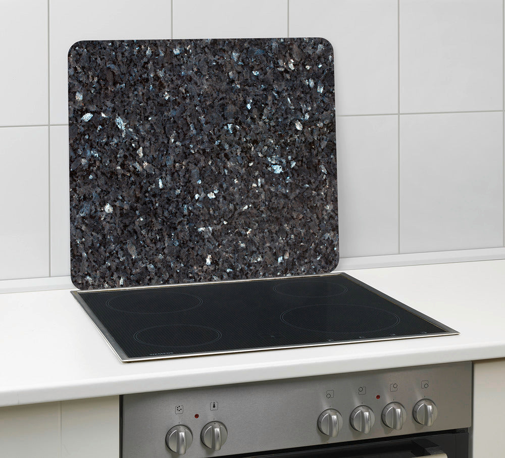 Multiplate glass blå marmor stænkbeskyttelse og skjærefjøl bakside