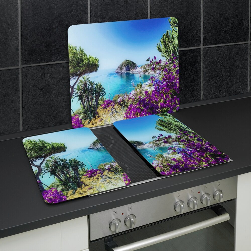 Multiplate glass 56×50 cm motiv Middelhavskysten - Wenko monteringsdetalj