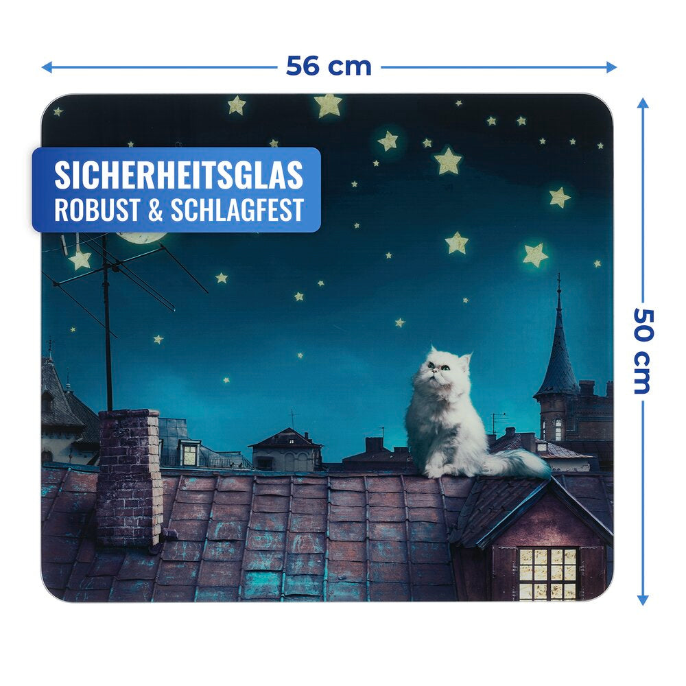 Multiplate glass kattemotiv for alle komfyrtyper - WENKO bakside