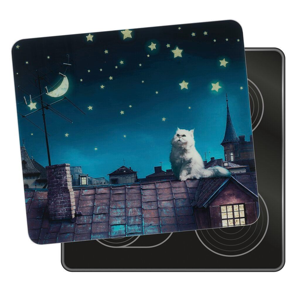 Multiplate glass kattemotiv for alle komfyrtyper - WENKO pakket og klar