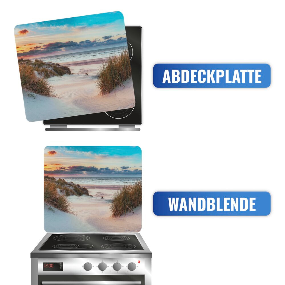 Multiplate glass sanddyner-motiv skjærefjøl og sprutbeskytter detalj av kant