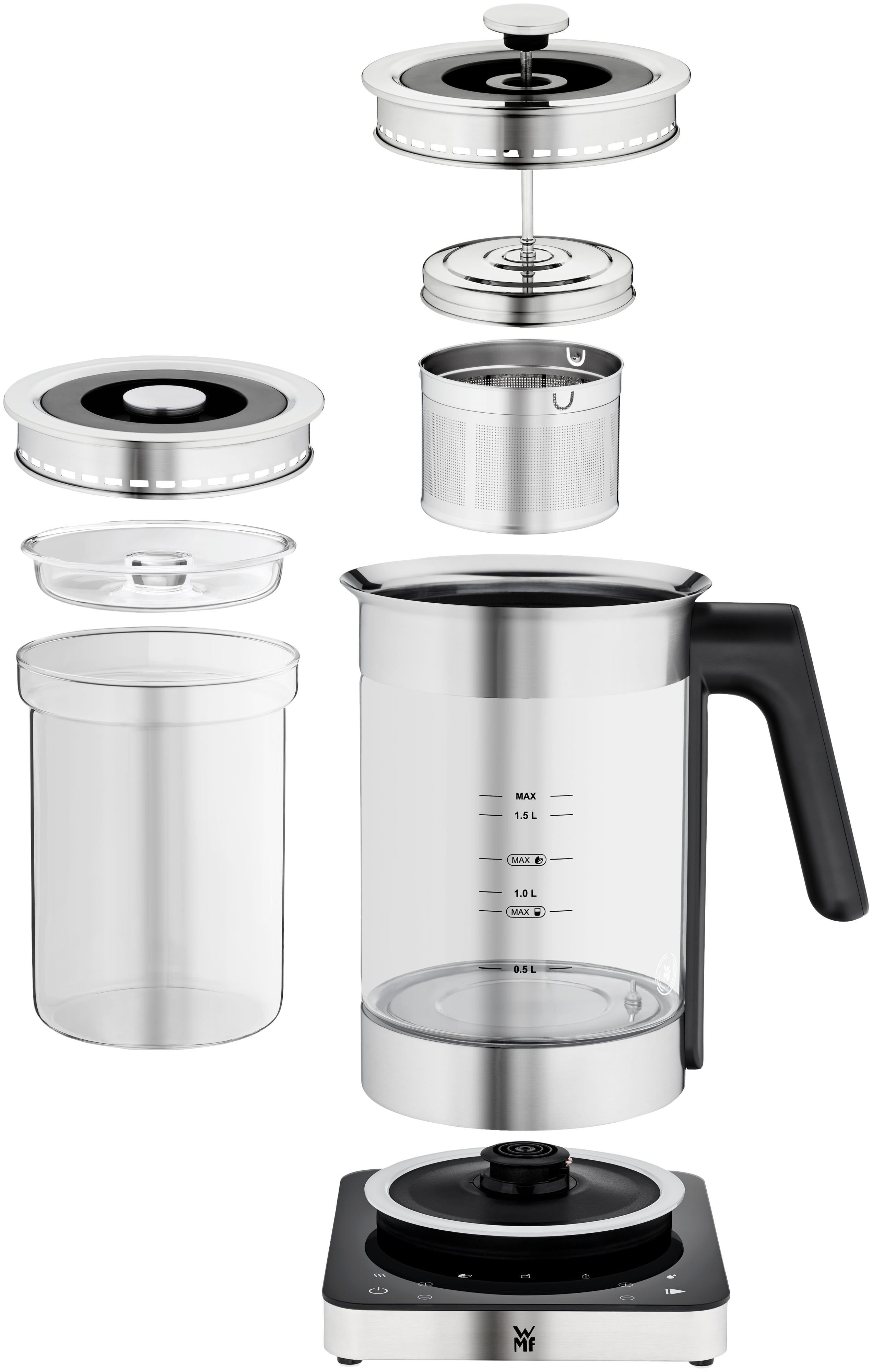 Multivannkoker med tesil og temperaturvalg 3000W - WMF Lumero montert på kjøkkenbenk