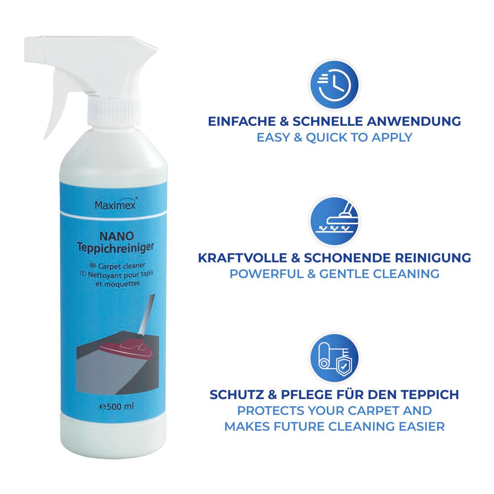 Nano tepperens 500 ml 2-delt sett Maximex detalj av flaske