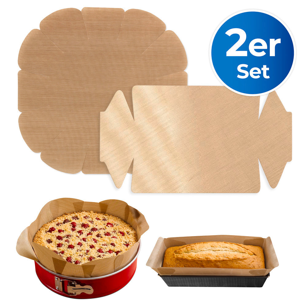 Non-stick bakeforminnlegg rund og firkantet 2-delt WENKO bakside