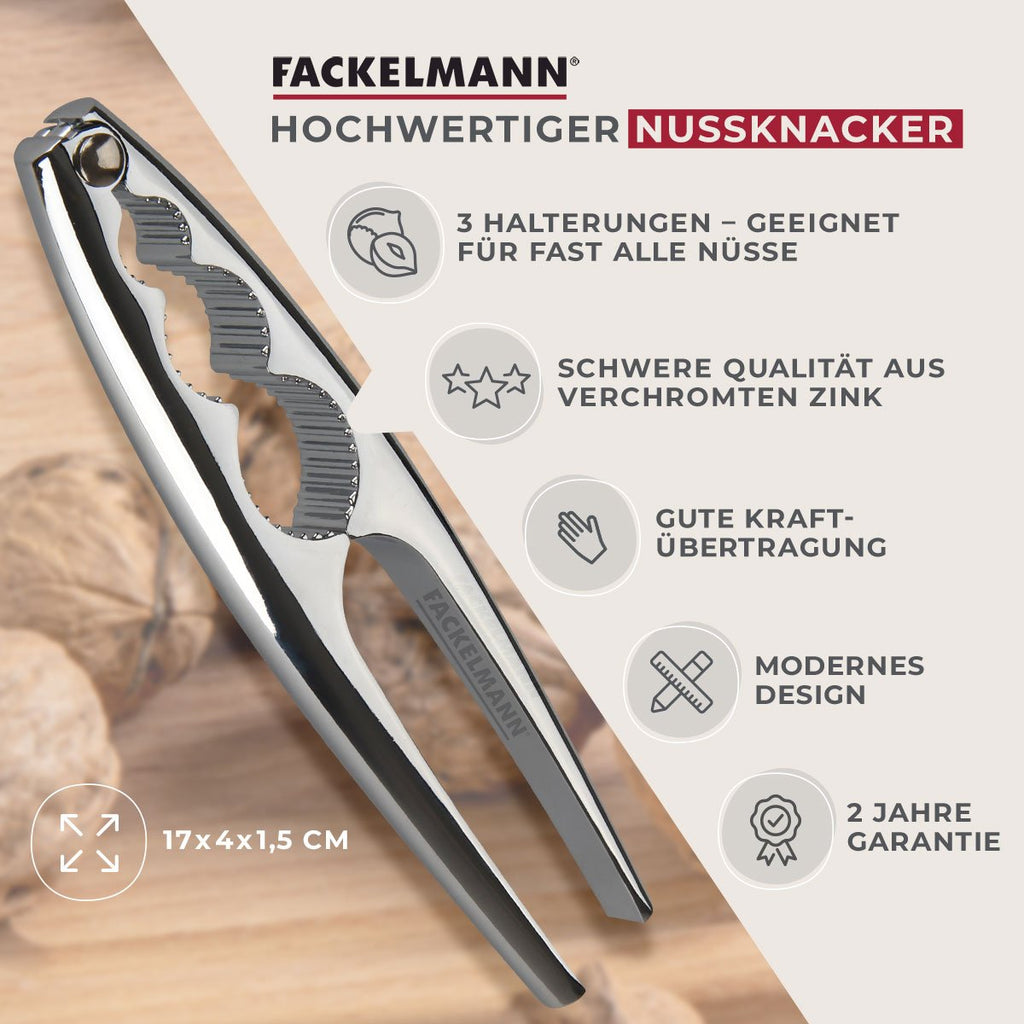 Nærbilde av knekkeflatene på Nøtteknekker metall sølvfarget 17 cm for hasselnøtter - Fackelmann