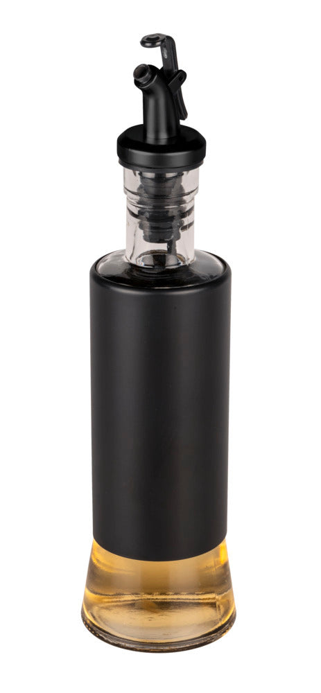 Olje- og eddikflaske glass 0,3 L svart med doseringslokk design og funksjon