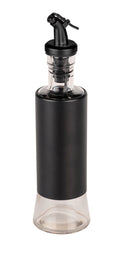 Olje- og eddikflaske glass 0,3 L svart med doseringslokk front