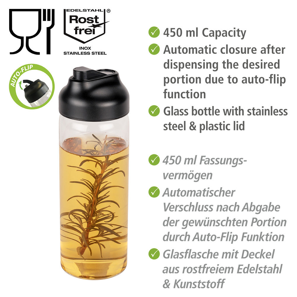 Bakside av Olje- og eddikflaske glass 0,45 L med automatisk lokk - Wenko