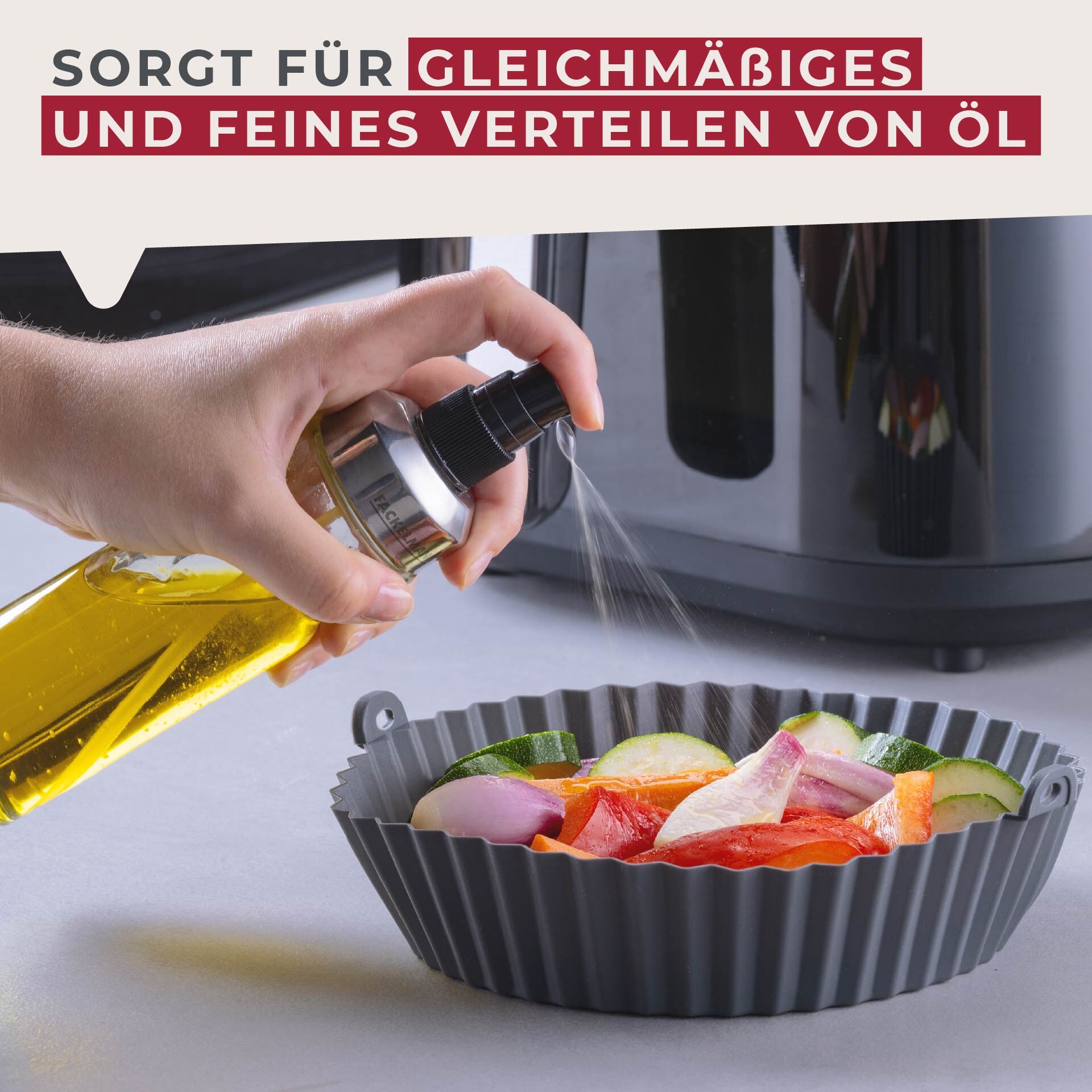 Oljesprayer glass 200 ml for airfryer og matlaging - Fackelmann nærbilde av sprayåpning