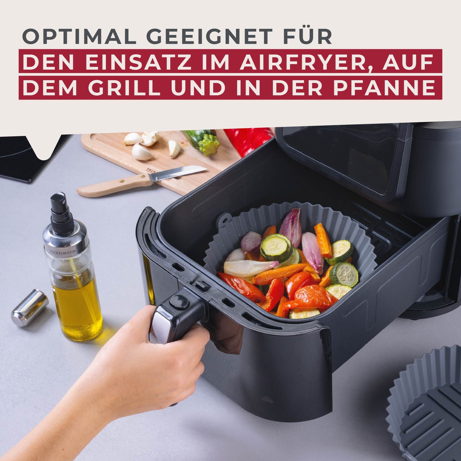 Oljesprayer glass 200 ml for airfryer og matlaging - Fackelmann sideprofil