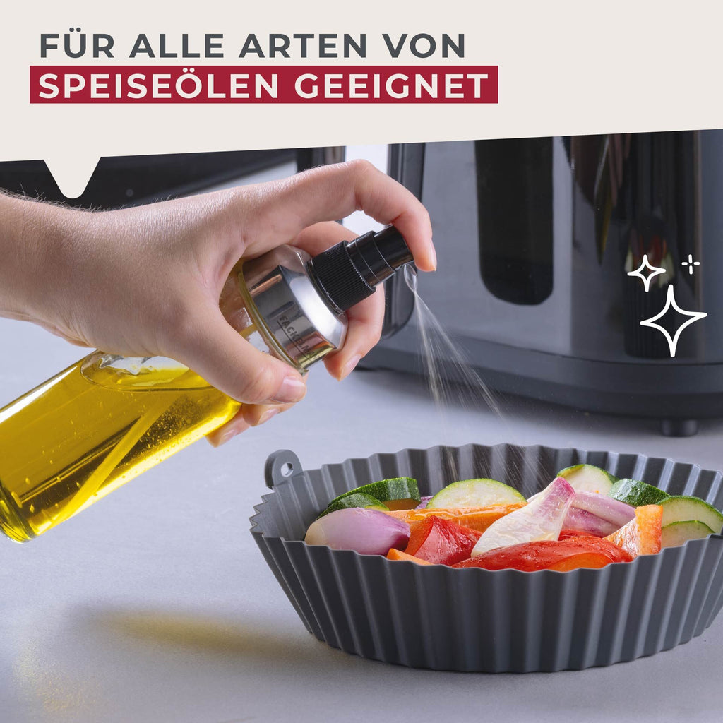 Oljesprayer glass 200 ml for airfryer og matlaging - Fackelmann med olje