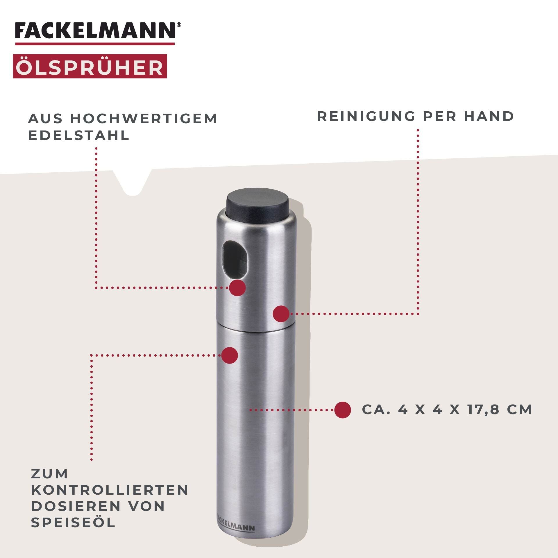 Detalj av Oljesprayer rustfritt stål 100 ml for airfryer og matlaging - Fackelmann