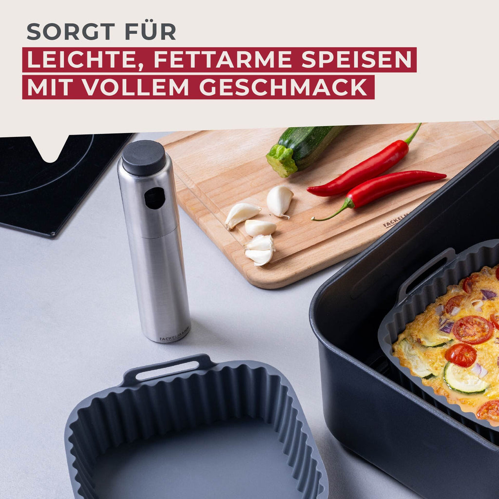 Oljesprayer rustfritt stål 100 ml for airfryer og matlaging - Fackelmann detalj av materialer