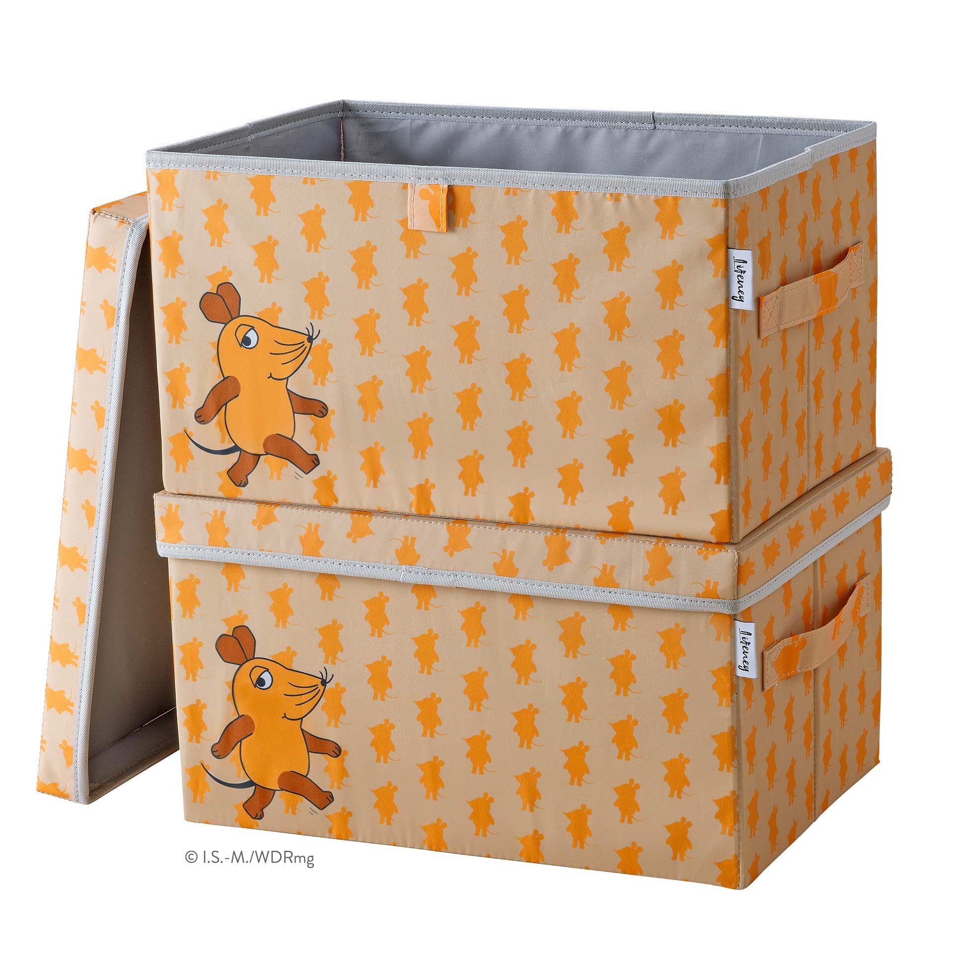 Oppbevaringsboks 2-delt sett DieMaus 37x25x21 cm aprikos forfra