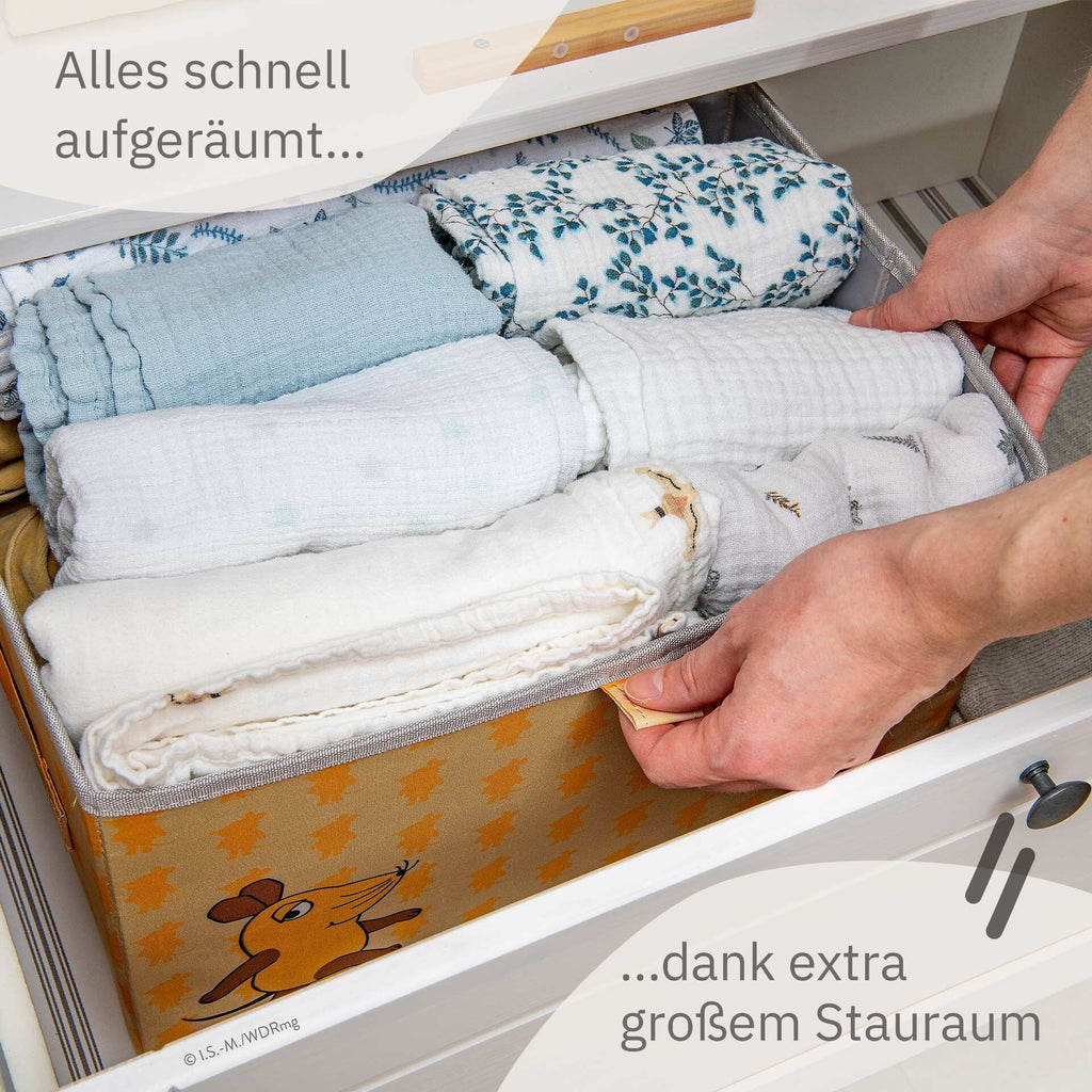 Oppbevaringsboks 2-delt sett DieMaus 37x25x21 cm aprikos med tragegrep