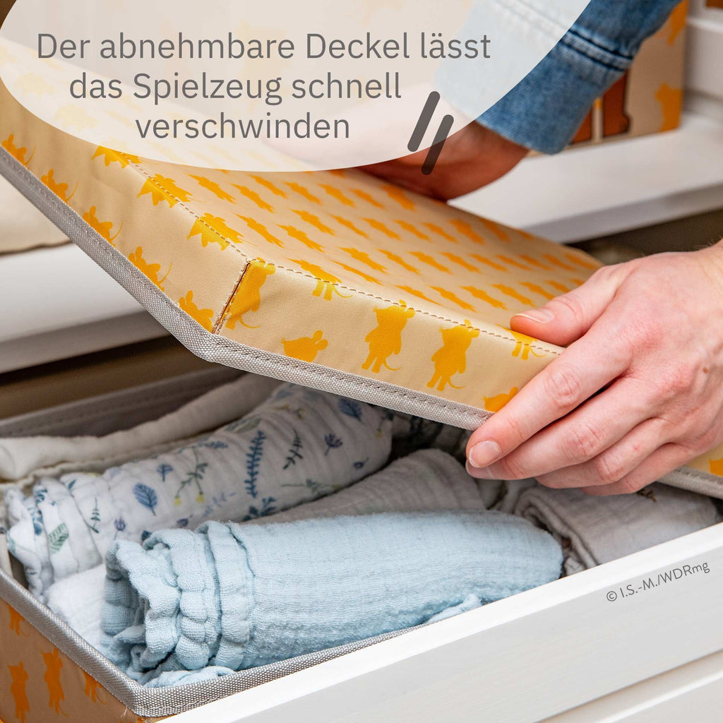 Sidebilde av oppbevaringsboks 2-delt sett DieMaus 37x25x21 cm aprikos