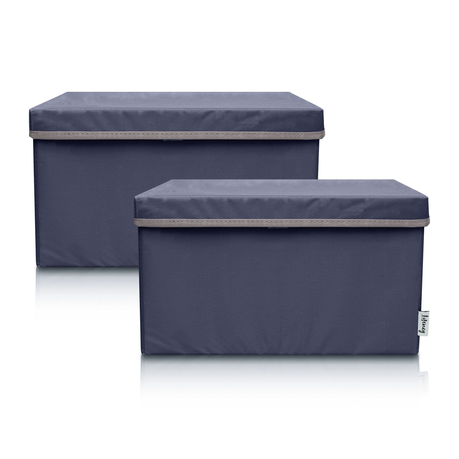 Oppbevaringsboks 2-delt sett med lokk antrasitt 37x25x21 cm fra Lifeney forfra