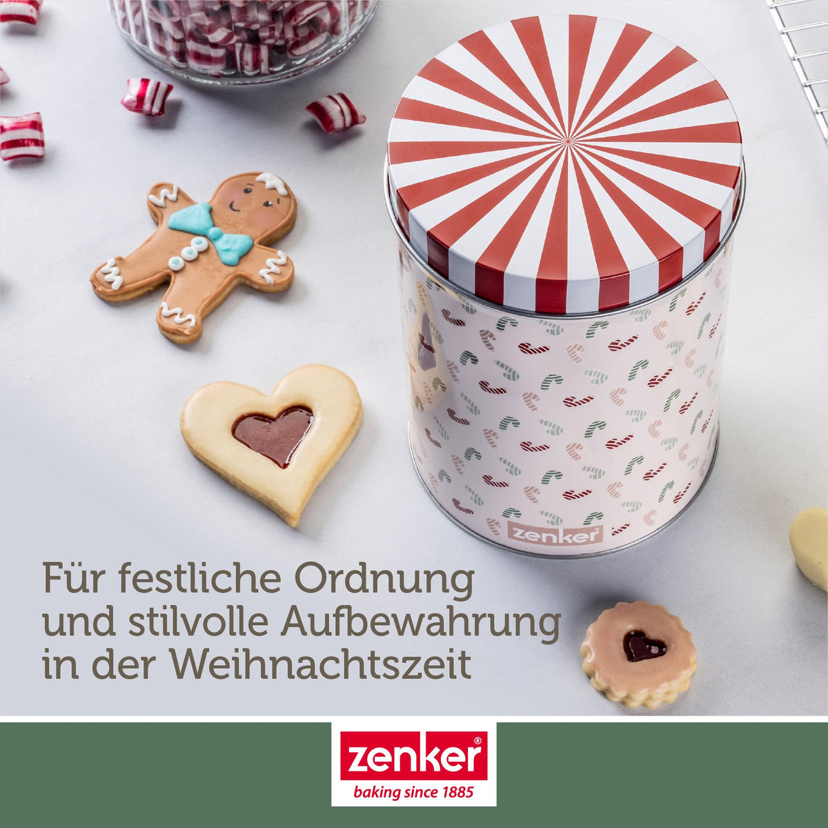 Oppbevaringsboks blikk Ø11 cm The Christmas Candy Shop - Zenker på kjøkkenbenken