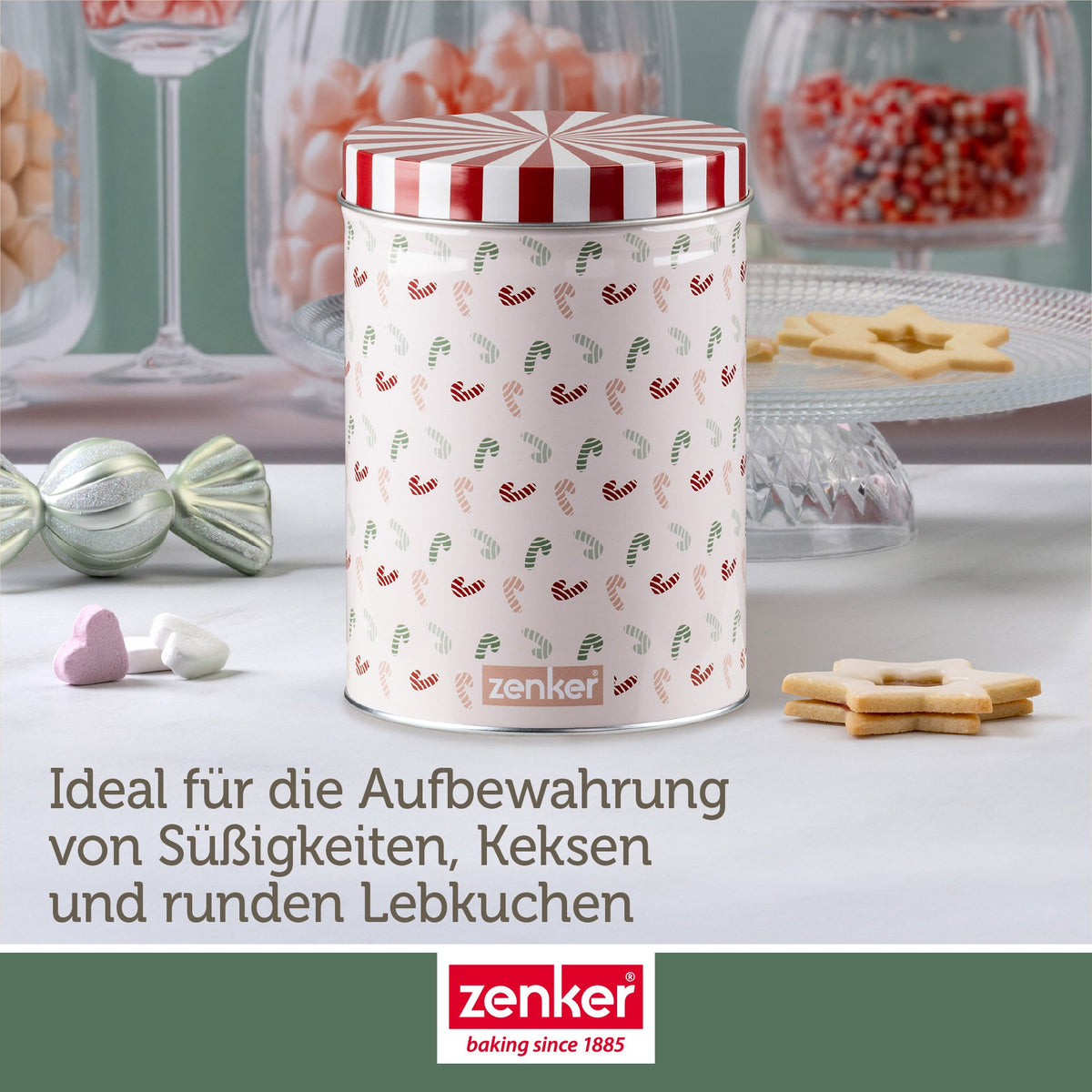 Oppbevaringsboks blikk Ø11 cm The Christmas Candy Shop - Zenker fylt med småkaker