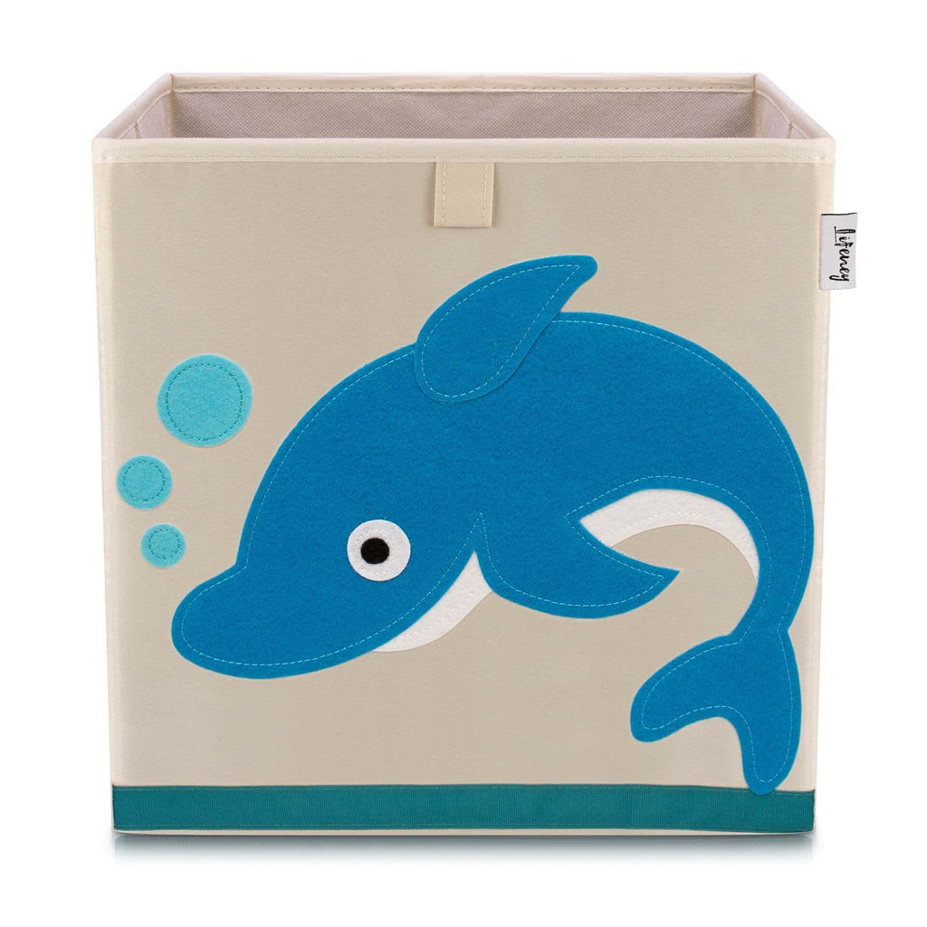 Oppbevaringsboks med delfinmotiv beige forfra