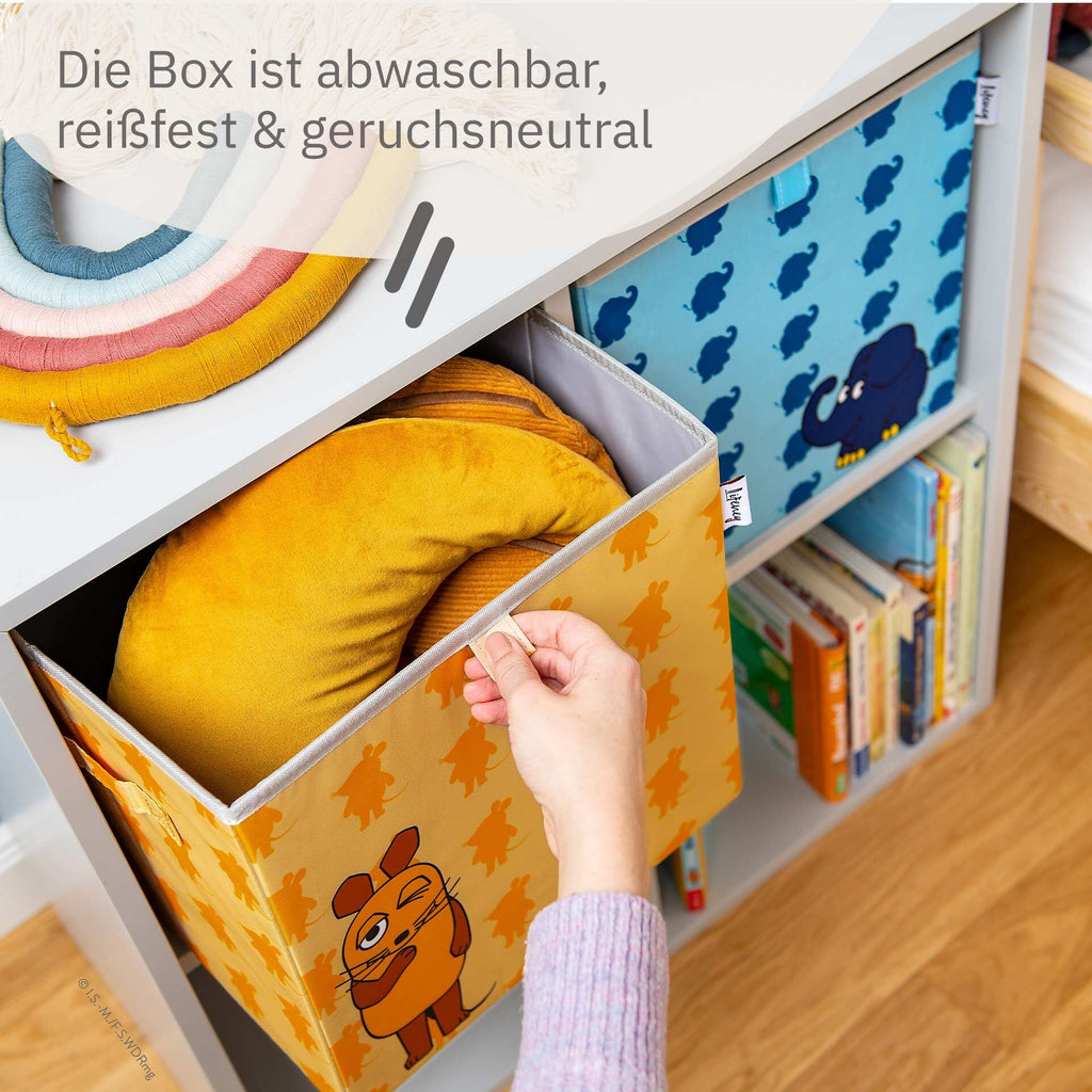 Oppbevaringsboks DieMaus aprikot med lokk 30x30x30 cm med bærehåndtak