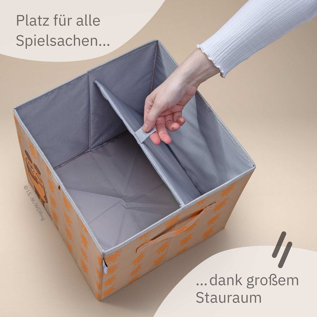 Oppbevaringsboks DieMaus aprikot med lokk 30x30x30 cm i barnerom