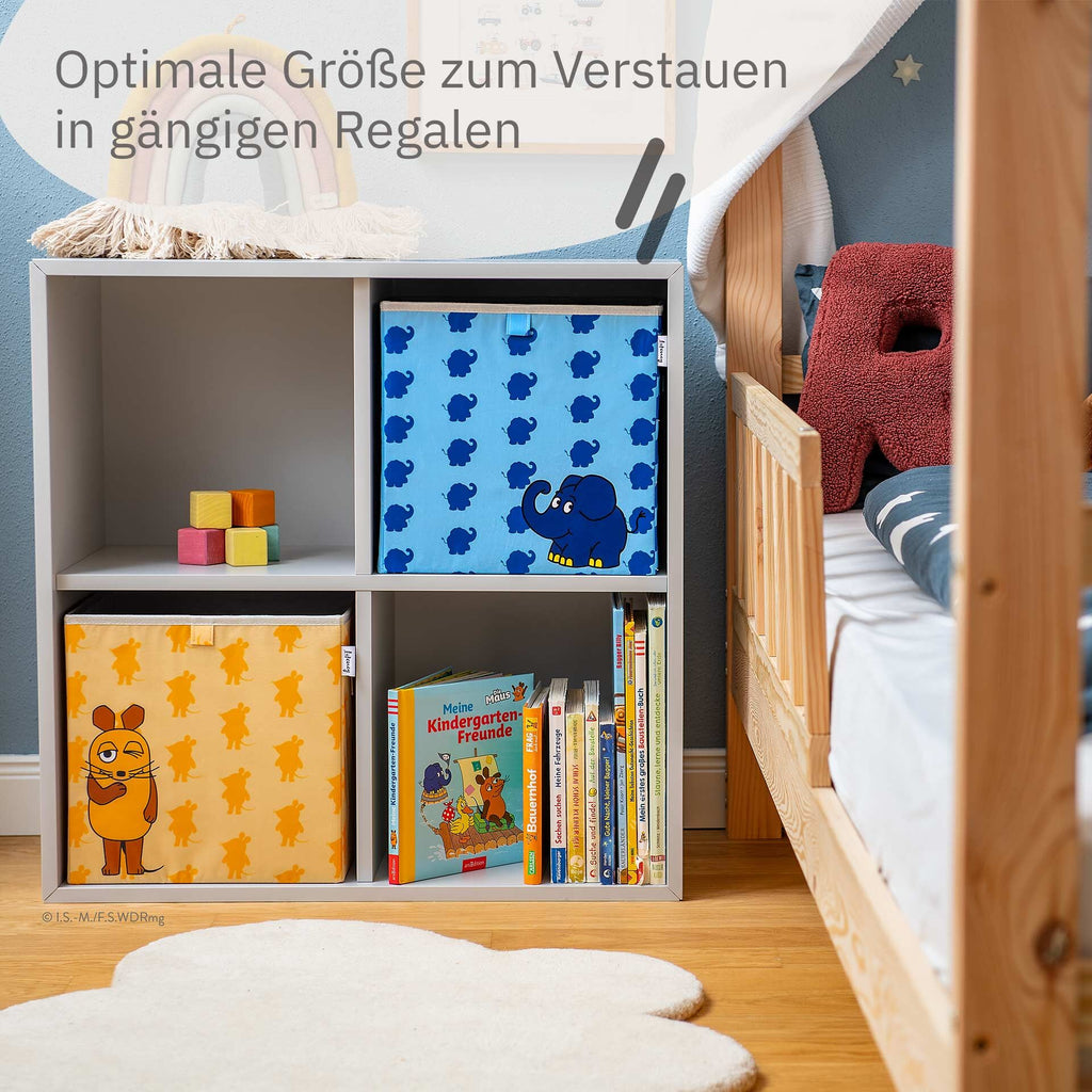 Oppbevaringsboks DieMaus aprikot med lokk 30x30x30 cm sideprofil