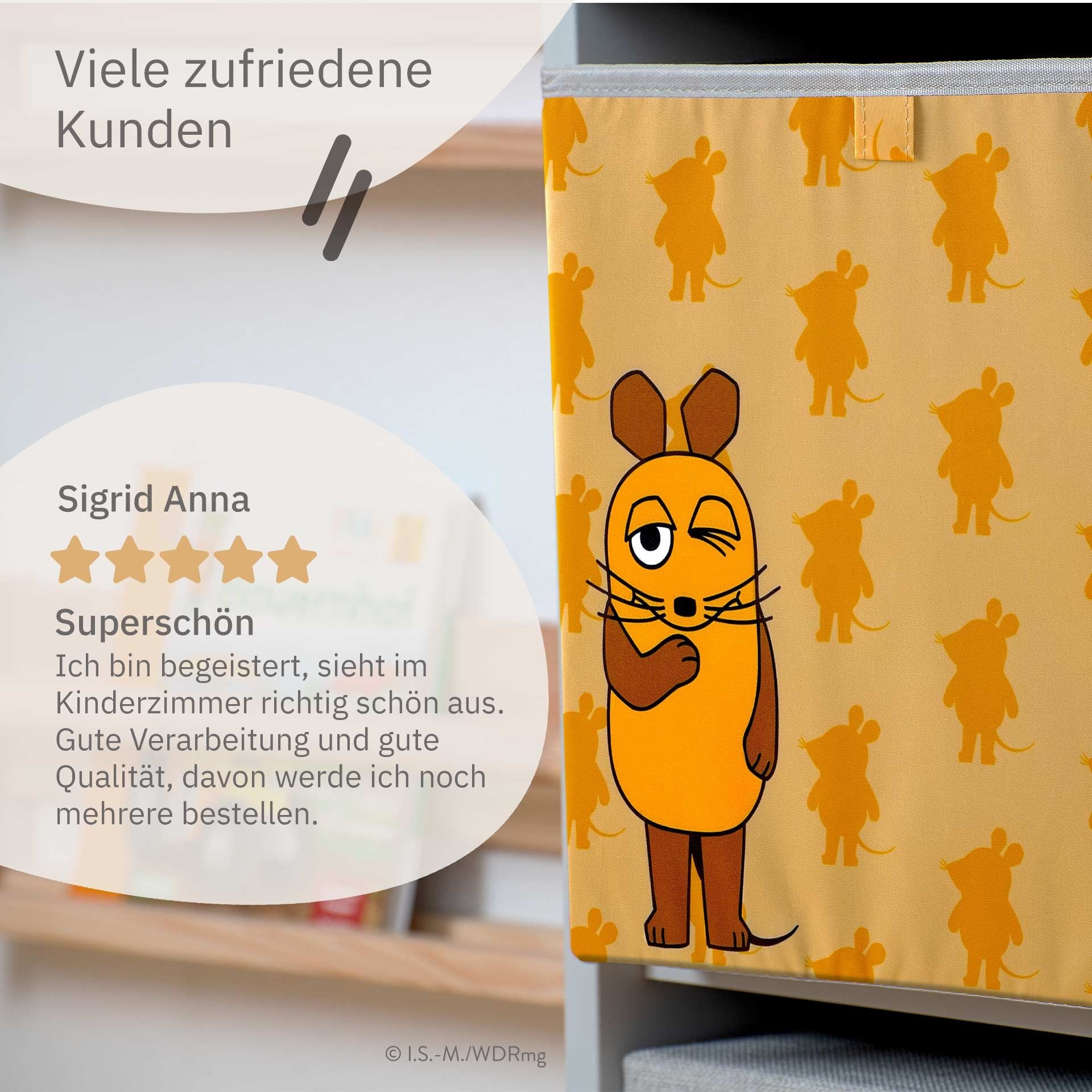 Oppbevaringsboks DieMaus aprikot med lokk 30x30x30 cm åpen