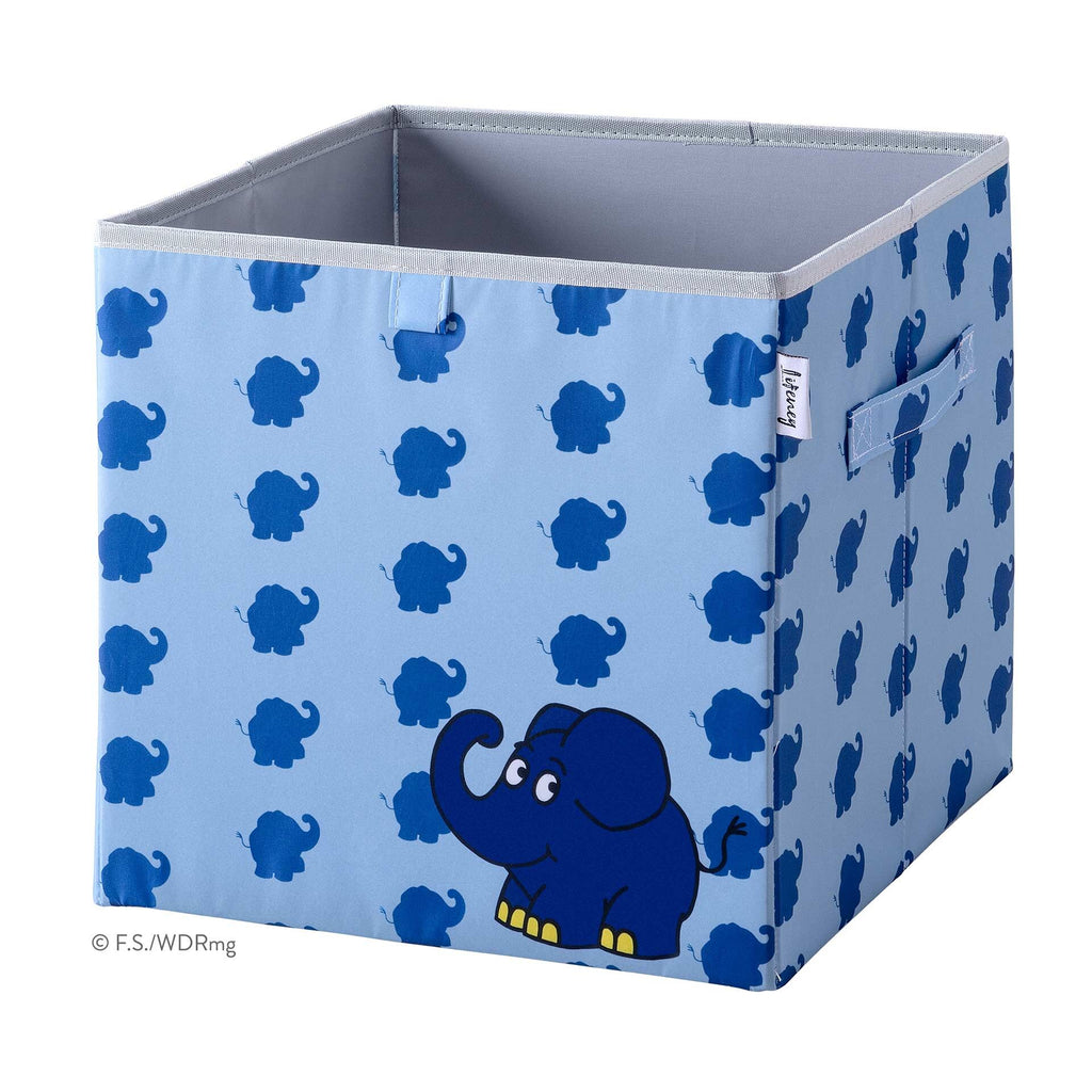 Oppbevaringsboks DieMaus elefant blå 30x30x30 cm forfra
