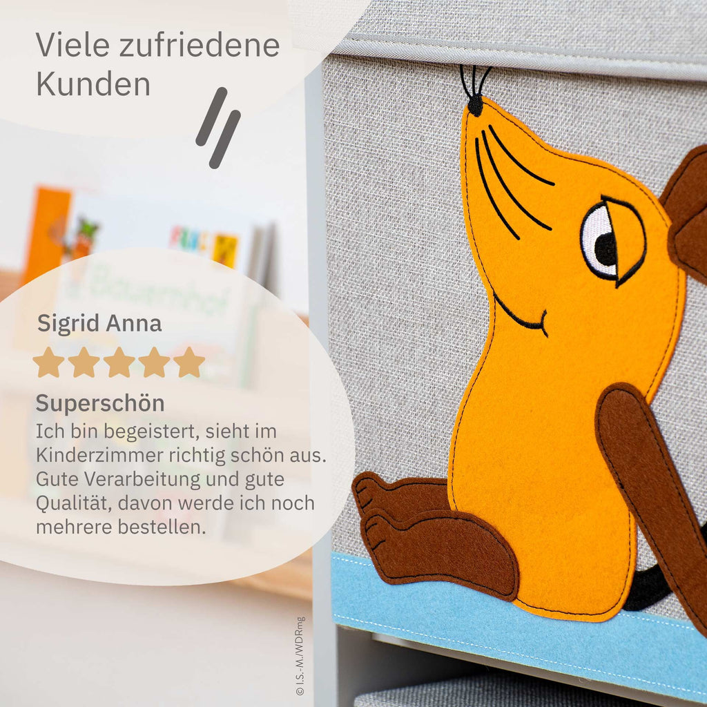 Sidevisning av Oppbevaringsboks med lokk DieMaus sittende