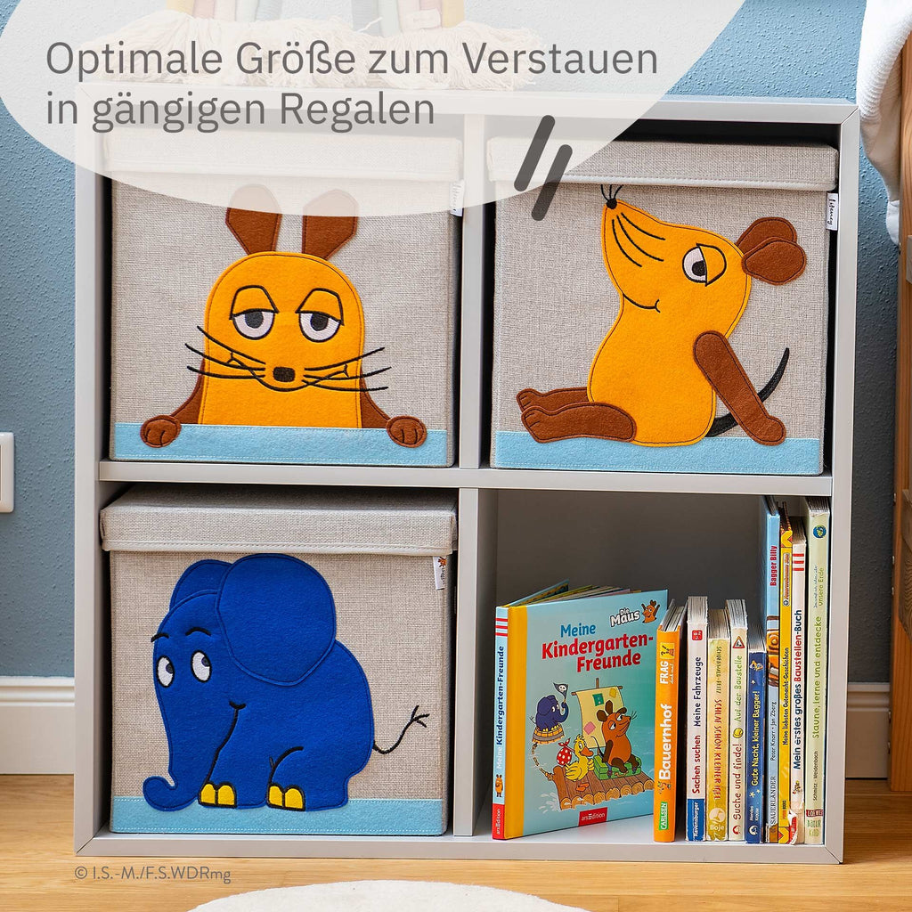 Oppbevaringsboks med lokk DieMaus sittende med tragegrep