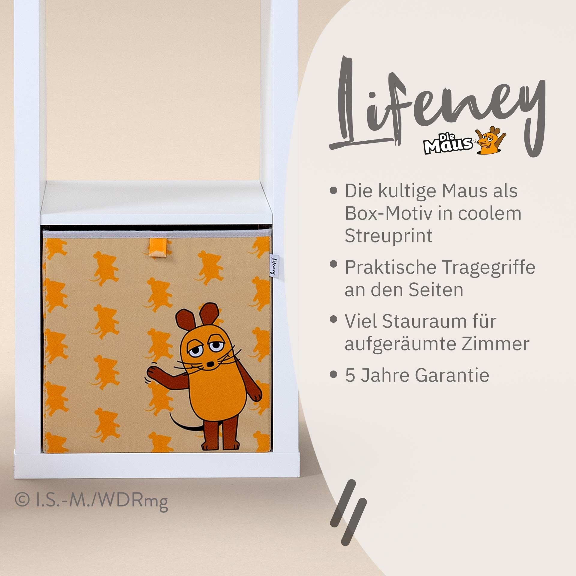 Oppbevaringsboks DieMaus vinkende aprikot 33x33x33 cm detalj